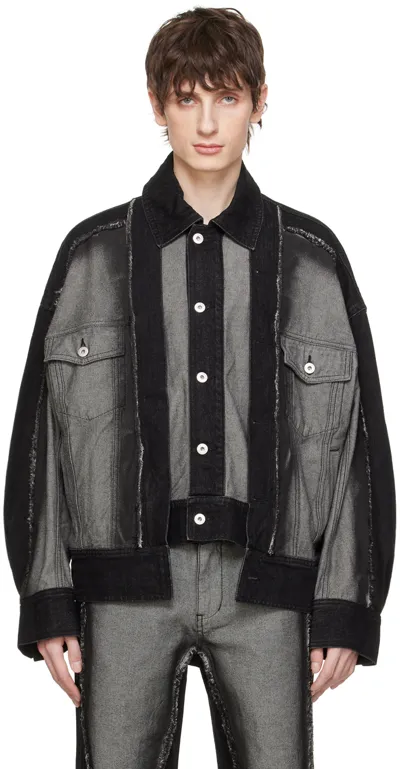 Feng Chen Wang Black Paneled Denim Jacket