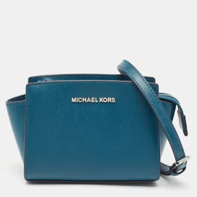 Pre-owned Michael Michael Kors Blue Leather Mini Selma Crossbody Bag