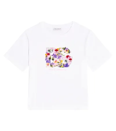 Dolce & Gabbana Kids' Logo Cotton Jersey T-shirt In White