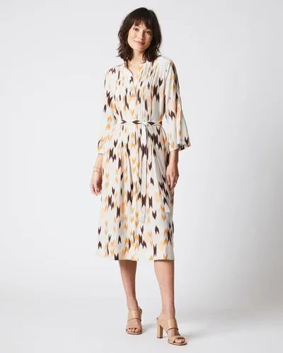 Reid Silk Pleated Shirt Dress Print In Multi