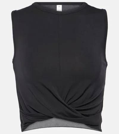 Alo Yoga Cover Draped Jersey Tank Top In Black