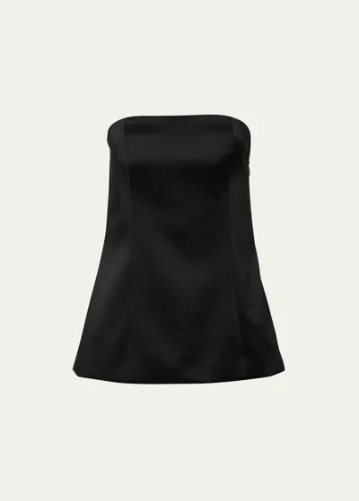 Carolina Herrera Strapless Satin Top In Black