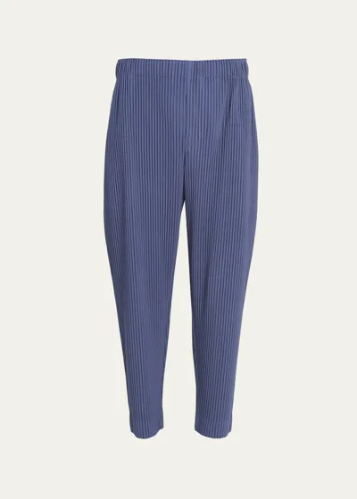 Issey Miyake Men's Pleated Elastic-waist Pants In Blue Charcoal