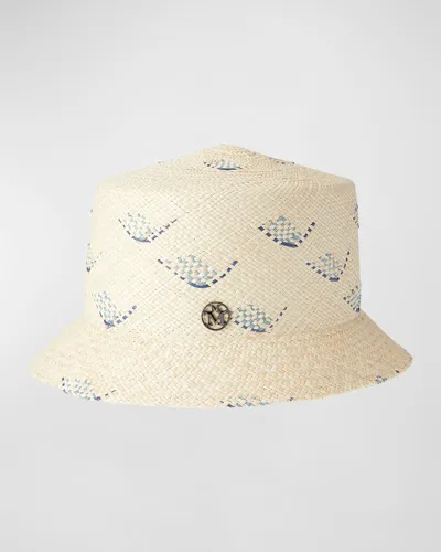 Maison Michel Arsene Floral Brisa Straw Bucket Hat In Neutrals