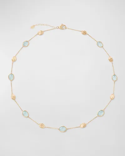 Marco Bicego 18k Yellow Gold Siviglia Aquamarine Beaded Collar Necklace, 16.5-18l In Blue/gold