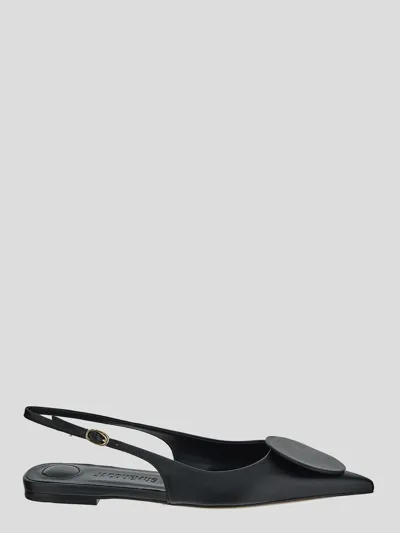 Jacquemus Circle Square Flats In Black