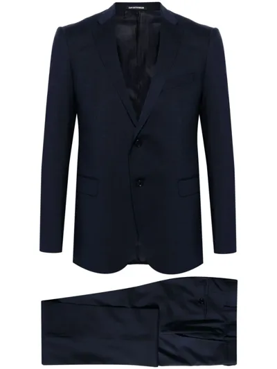 Emporio Armani Virgin Wool Single-breasted Suit In Blue