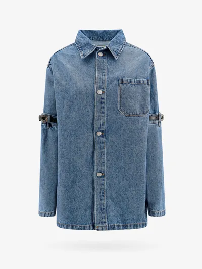 Coperni Belt-detailed Denim Jacket In Blue