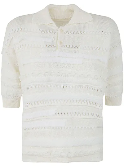 Y's Half Sleeve Pull Over With Collar In White