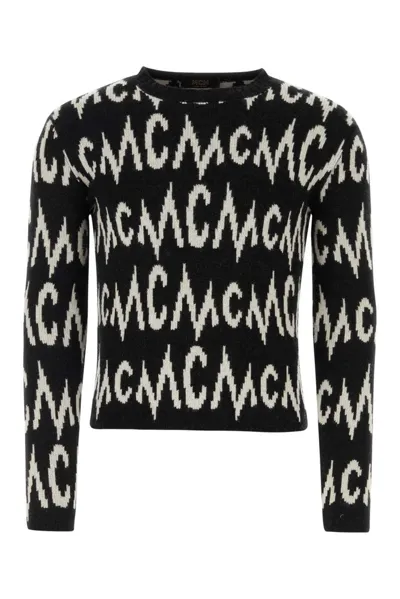 Mcm Logo Intarsia Crewneck Jumper In Black