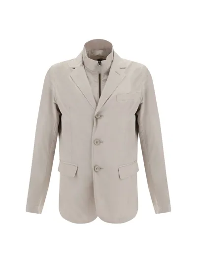 Herno Buttoned Layered Jacket In Chantilly