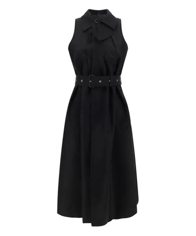 Sacai Black Belted Midi Dress