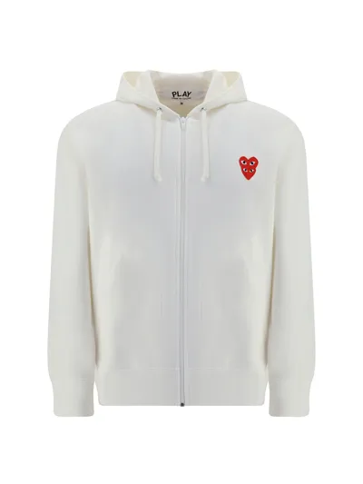 Comme Des Garçons Play Hoodie In White