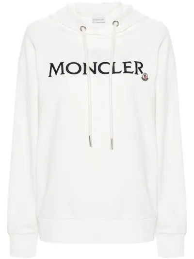 Moncler Felpa Con Cappuccio E Logo In White