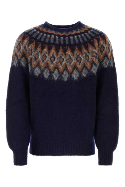 Howlin' Wool Sweater With Geometric Pattern In Blue