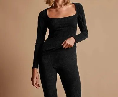 James Perse Stretch-velvet Top In Black