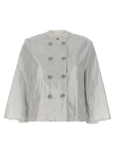 Ermanno Scervino Rhinestone Blazer Jacket In Plata