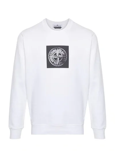 Stone Island Compass Cotton Sweatshirt In White