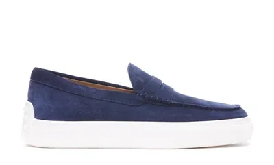 Tod's Suede Loafers In Blue