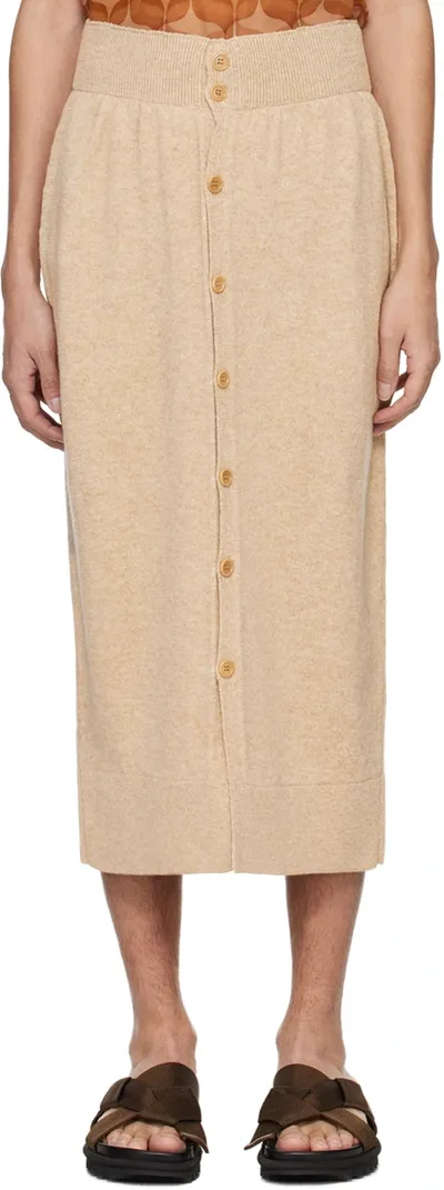 Dries Van Noten Beige Buttoned Skirt In 102 Camel