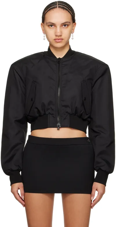 Wardrobe.nyc Cropped Bomber Jacket In Black