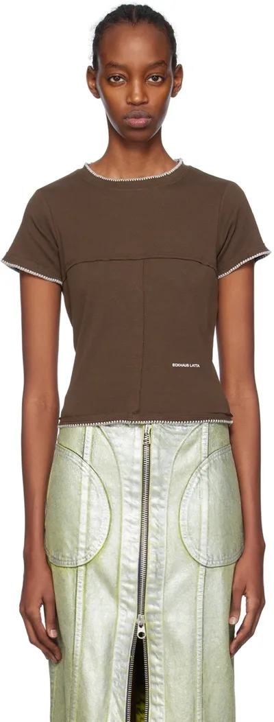 Eckhaus Latta Brown Printed T-shirt In Demitasse Edge