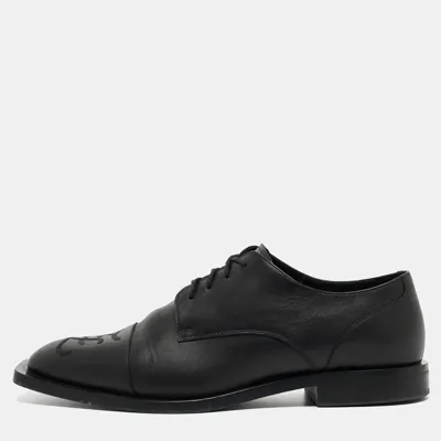 Pre-owned Fendi Black Leather Lace Up Derby Size 42