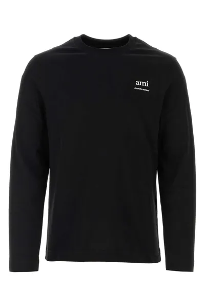 Ami Alexandre Mattiussi Ami Long Sleeved Crewneck T In Black