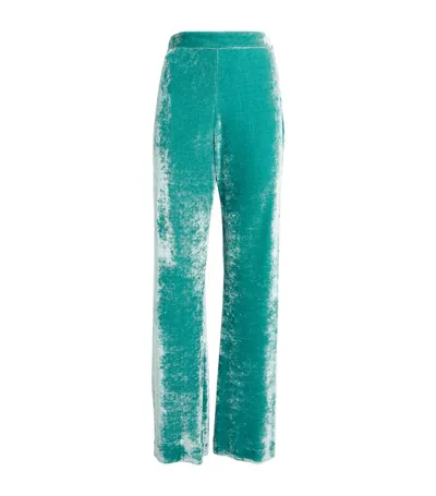 Jil Sander High-rise Velvet Straight-leg Pants In Dark Sage