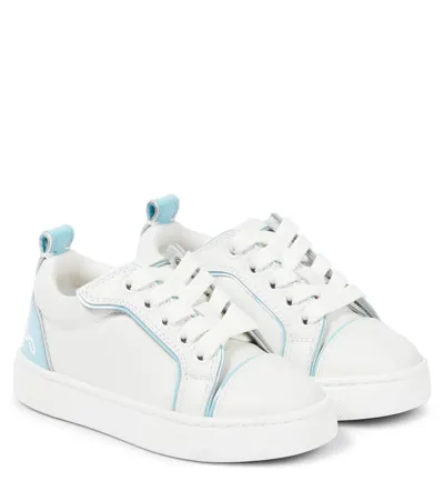 Christian Louboutin Kids' Funnyto Leather Sneakers In 5756 White