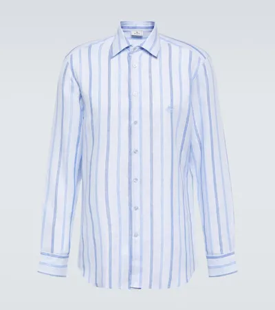 Paul Smith Striped Shirt In Petrol Blue