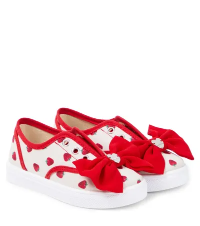 Monnalisa Kids' Bow-detail Printed Sneakers In Neutrals