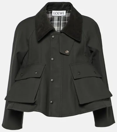 Loewe Trapeze Waxed Cotton Jacket In Black Grey White