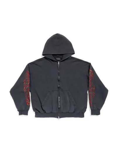 Balenciaga Offshore Zip-up Hoodie In Black