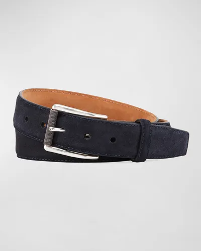 W. Kleinberg Men's Suede Belt In Navy