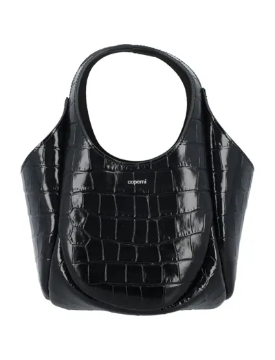 Coperni Croco Embossed Swipe Handbag In Black