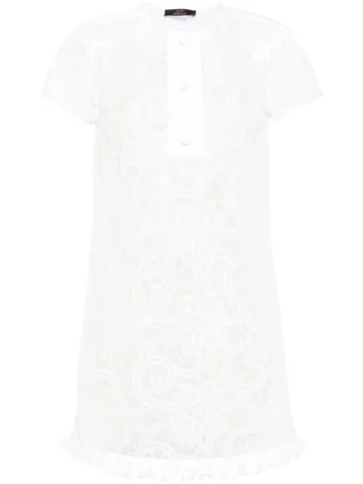 Twinset Floral-embroidery Organza Mini Dress In White