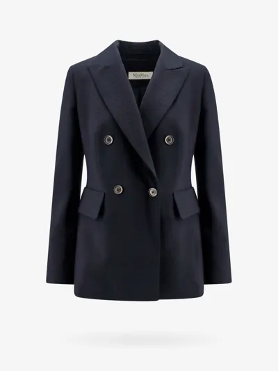 Max Mara Albero Seersucker Wool Jacket In Blue