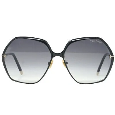 Pre-owned Tom Ford Damen Sonnenbrille Ft0912 Fonda 01b Sonnenbrille In Schwarz