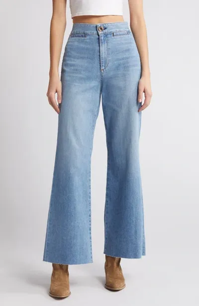 Askk Ny Brighton High Waist Raw Hem Wide Leg Jeans In Blue