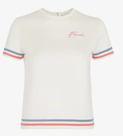 Fendi T-shirt A Maniche Corte Con Logo In White