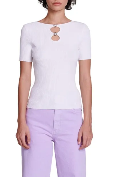 Maje Women's Cutaway Knit Top With Jewellery In White