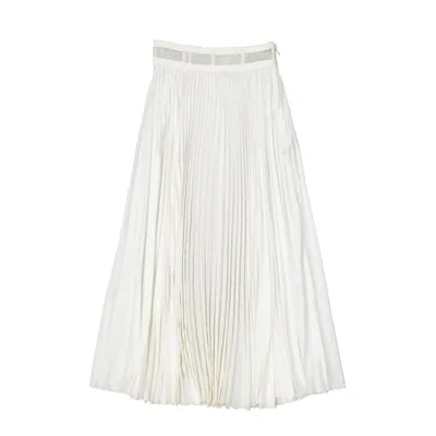 Dior Pleated Midi Skirt In White