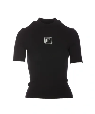 Balmain Retro Logo-embroidered T-shirt In Black