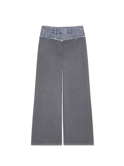 Givenchy Women's Oversized Jeans In Mixed Denim And Flannel In Grey