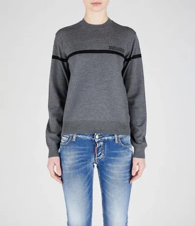 Dsquared2 Knitwear In Grey+black Logo