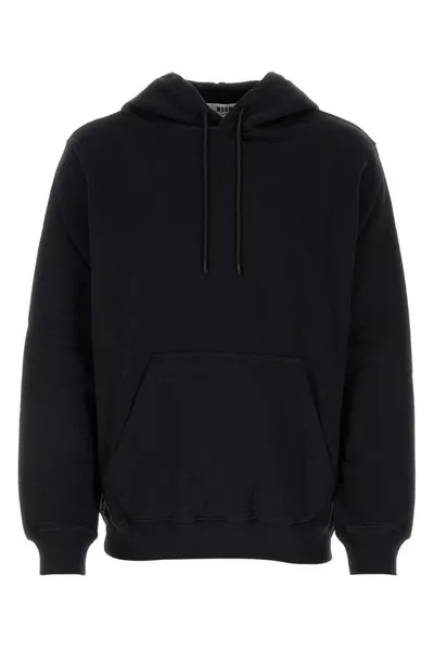 Msgm Logo Printed Drawstring Hoodie In Black