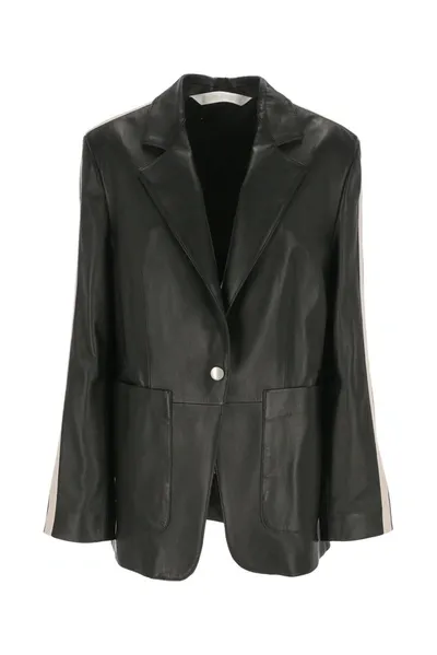 Palm Angels Leather Track Blazer In Black