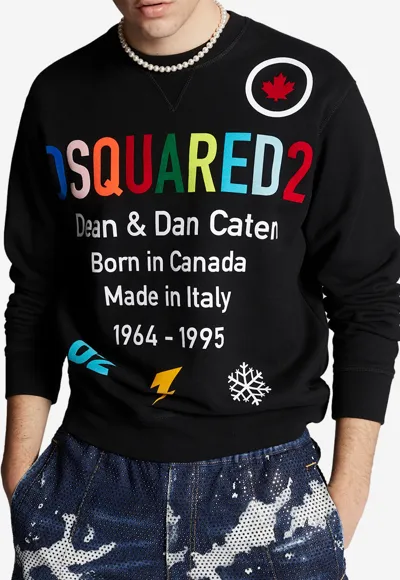 Pre-owned Dsquared2 Rainbow Caten Sweatshirt In Schwarz