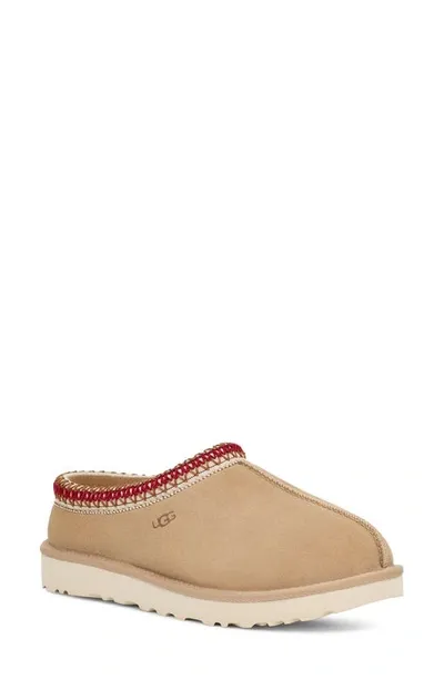 Ugg Tasman Slipper In Sand/dark Cherry